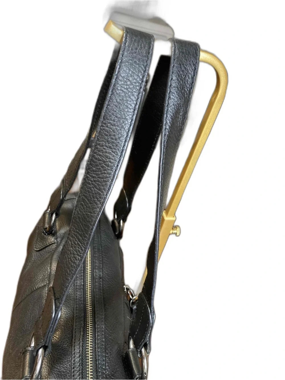 Kenneth Cole Reaction Textured Leather Front Center Zip Shoulder Bag